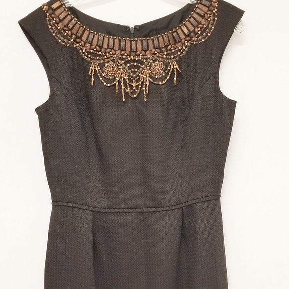 Tahari Dresses & Skirts - Tahari Beaded Lined Dress Tweed  6 Perfect Brown